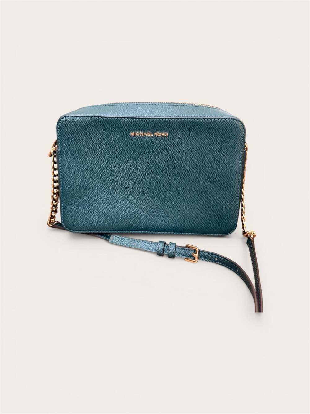 Michael Kors Jet Set East West Saffiano Leather Crossbody Bag in Green